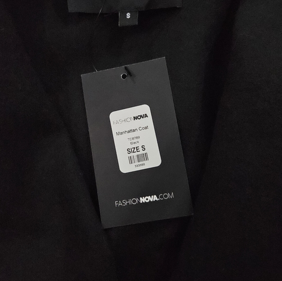 Fashion Nova Black Belted Wrap Coat Women’s Size S - Picture 5 of 5